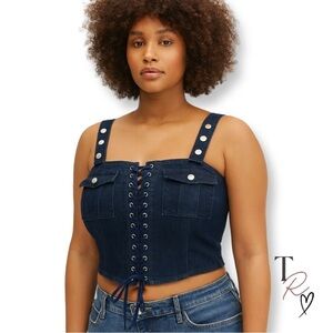Ivin Ivin NWT Denim Bustier Crop Top T. Swift Inspired Coquette Girl Size L